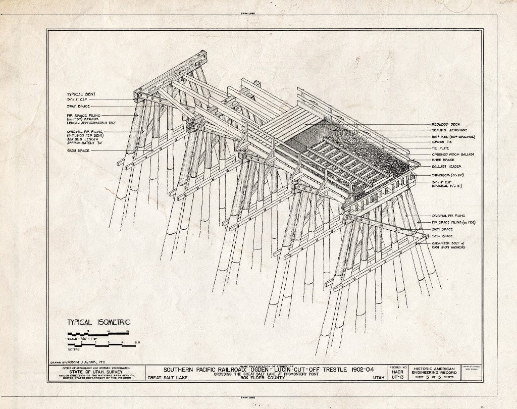 Blueprint HAER Utah,2-BRICI,3- (Sheet 5 of 5) - Southern Pacific Railroad, Ogden-Lucin Cutoff Trestle, Spanning Great Salt Lake, Brigham City, Box Elder County, UT