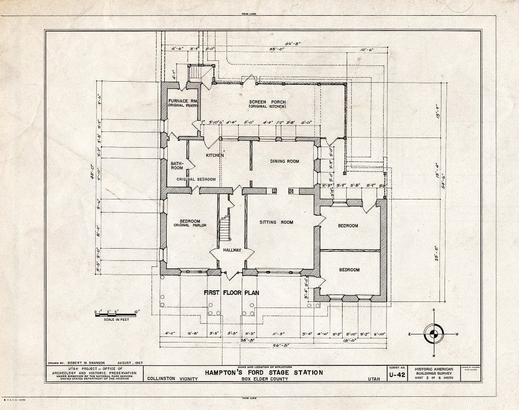 Blueprint HABS Utah,2-COL.V,1- (Sheet 2 of 6) - Hampton's Ford Stage Station, State Route 154, Collinston, Box Elder County, UT