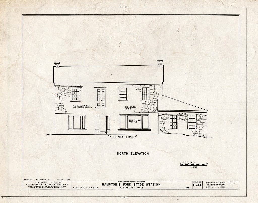 Blueprint HABS Utah,2-COL.V,1- (Sheet 4 of 6) - Hampton's Ford Stage Station, State Route 154, Collinston, Box Elder County, UT