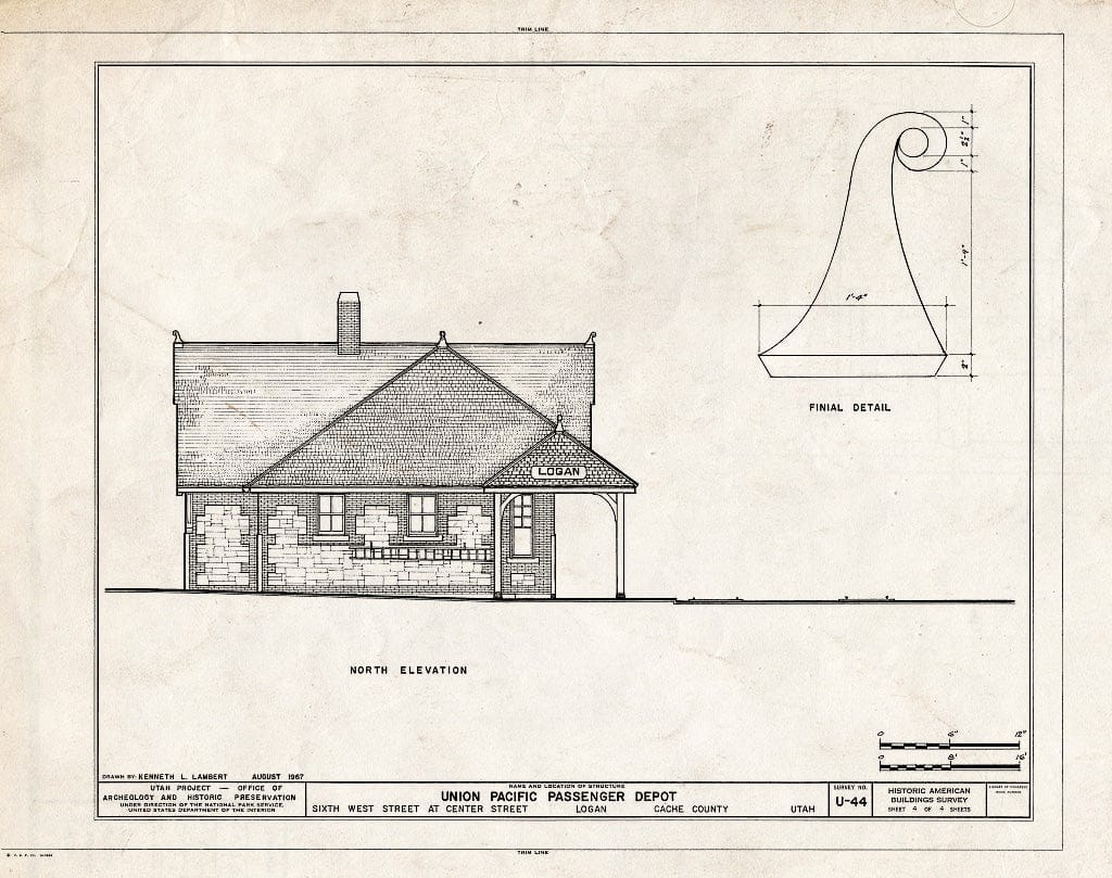 Blueprint HABS Utah,3-Log,1- (Sheet 4 of 4) - Oregon Short Line Railroad Station, Sixth West Street, Logan, Cache County, UT