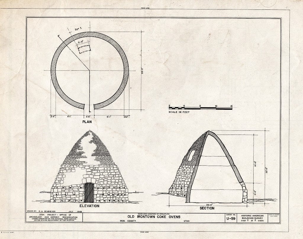 Blueprint HABS Utah,11-OLDIR,1- (Sheet 2 of 2) - Coke Oven, State Route 56 Vicinity, Old Irontown, Iron County, UT