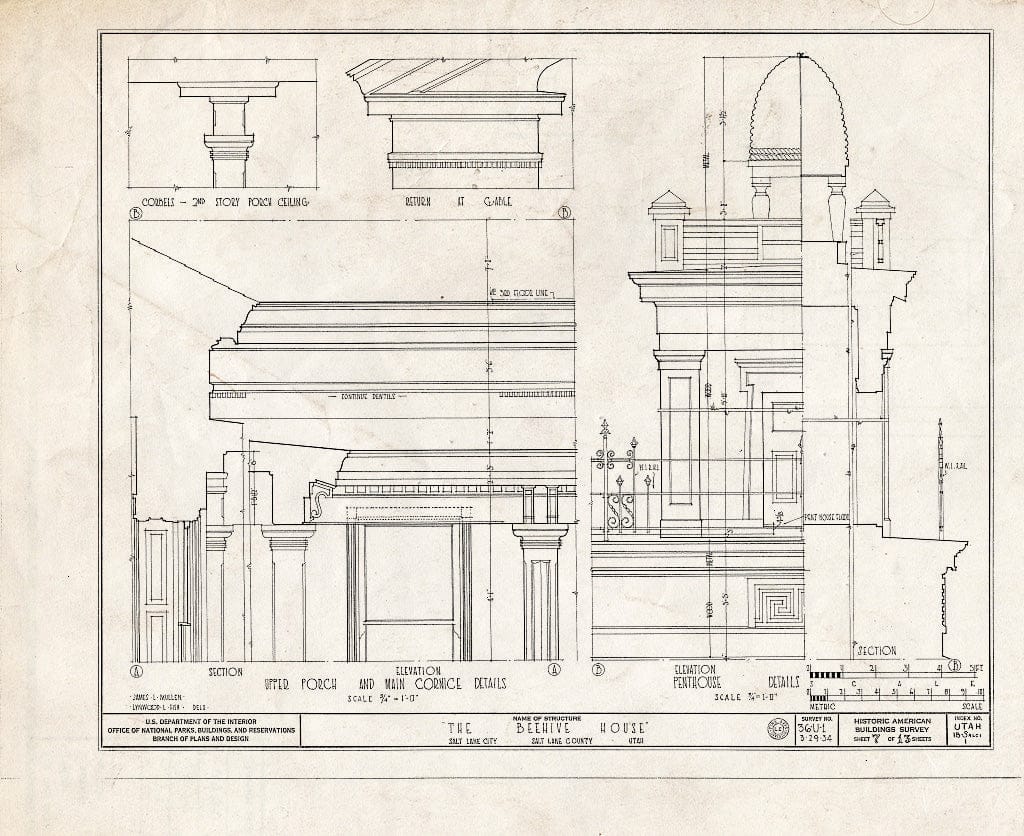Blueprint HABS Utah,18-SALCI,1- (Sheet 7 of 13) - Beehive House, East South Temple Street, Salt Lake City, Salt Lake County, UT