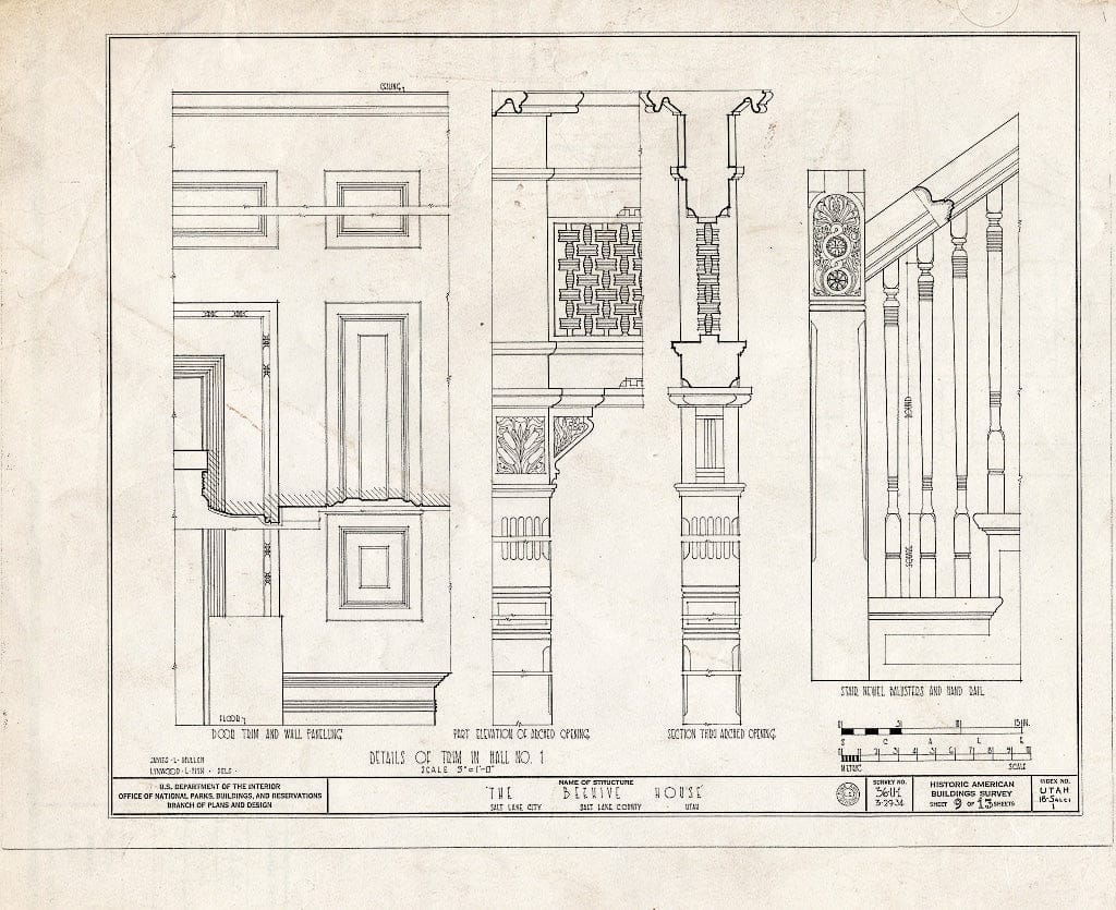 Blueprint HABS Utah,18-SALCI,1- (Sheet 9 of 13) - Beehive House, East South Temple Street, Salt Lake City, Salt Lake County, UT