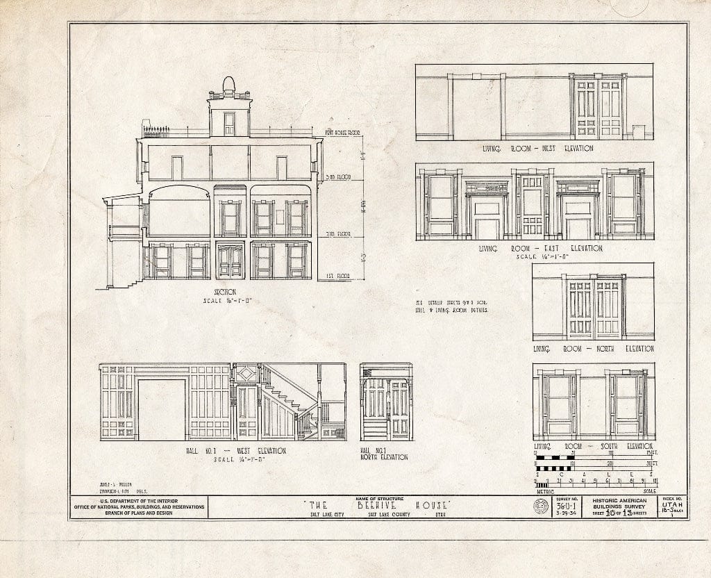 Blueprint HABS Utah,18-SALCI,1- (Sheet 10 of 13) - Beehive House, East South Temple Street, Salt Lake City, Salt Lake County, UT
