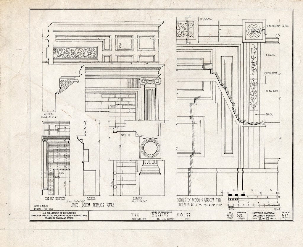 Blueprint HABS Utah,18-SALCI,1- (Sheet 11 of 13) - Beehive House, East South Temple Street, Salt Lake City, Salt Lake County, UT
