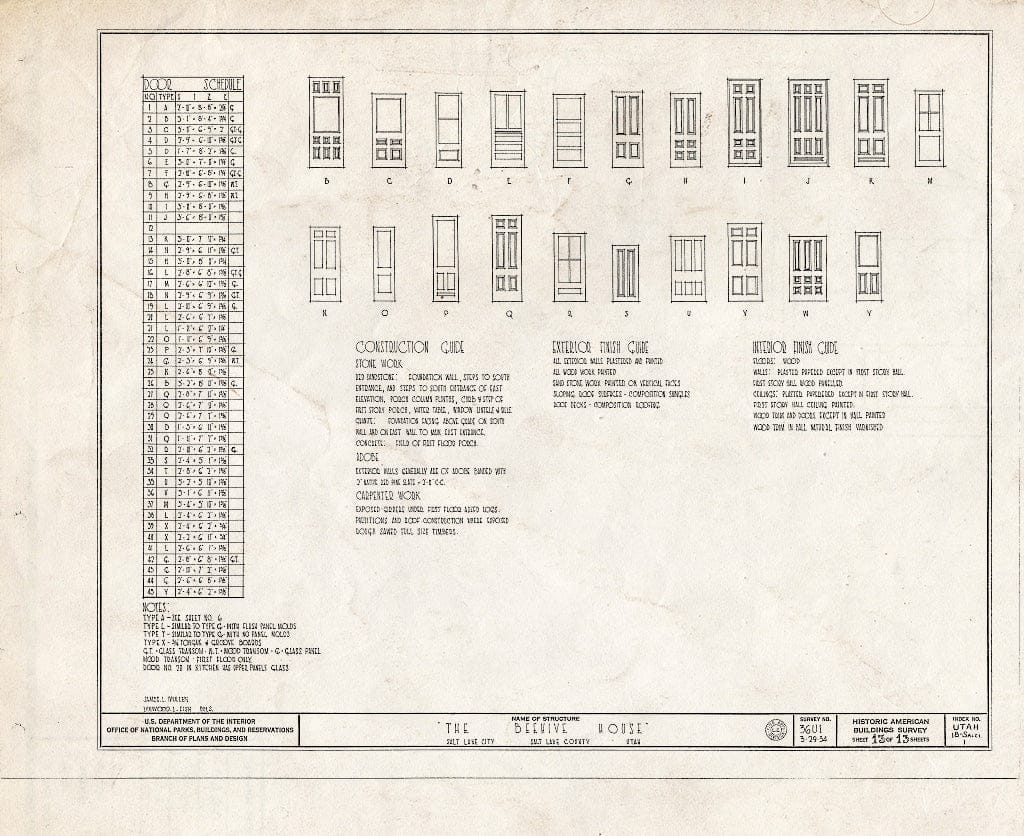 Blueprint HABS Utah,18-SALCI,1- (Sheet 13 of 13) - Beehive House, East South Temple Street, Salt Lake City, Salt Lake County, UT