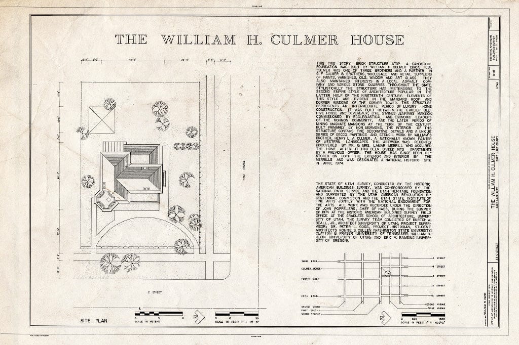 Blueprint HABS Utah,18-SALCI,28- (Sheet 1 of 5) - William H. Culmer House, 33 C Street, Salt Lake City, Salt Lake County, UT
