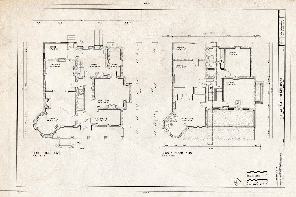 Blueprint HABS Utah,18-SALCI,28- (Sheet 2 of 5) - William H. Culmer House, 33 C Street, Salt Lake City, Salt Lake County, UT