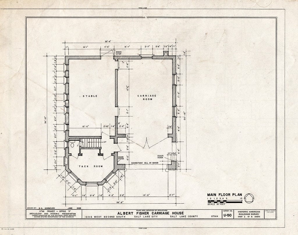 Blueprint HABS Utah,18-SALCI,14A- (Sheet 2 of 9) - Albert Fisher Carriage House, 1206 West Second South Street, Salt Lake City, Salt Lake County, UT