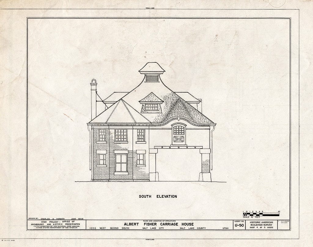 Blueprint HABS Utah,18-SALCI,14A- (Sheet 4 of 9) - Albert Fisher Carriage House, 1206 West Second South Street, Salt Lake City, Salt Lake County, UT