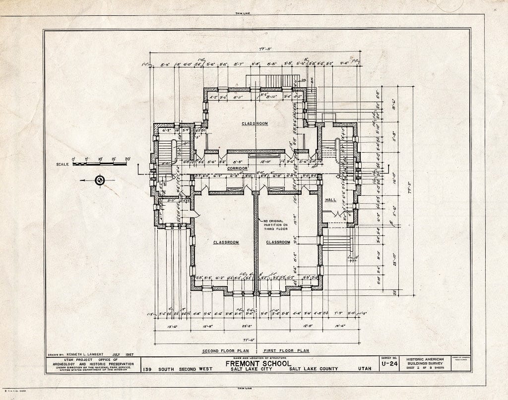 Blueprint HABS Utah,18-SALCI,7- (Sheet 2 of 8) - Fremont School, 139 South Second West Street, Salt Lake City, Salt Lake County, UT