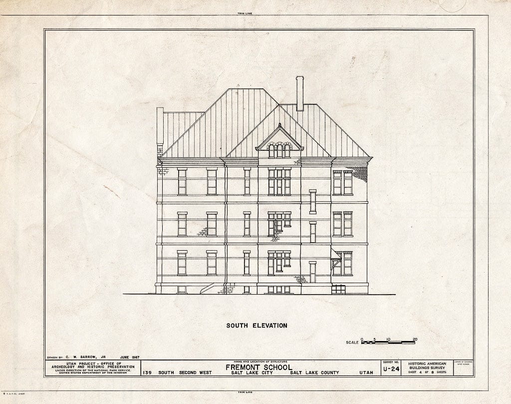 Blueprint HABS Utah,18-SALCI,7- (Sheet 4 of 8) - Fremont School, 139 South Second West Street, Salt Lake City, Salt Lake County, UT