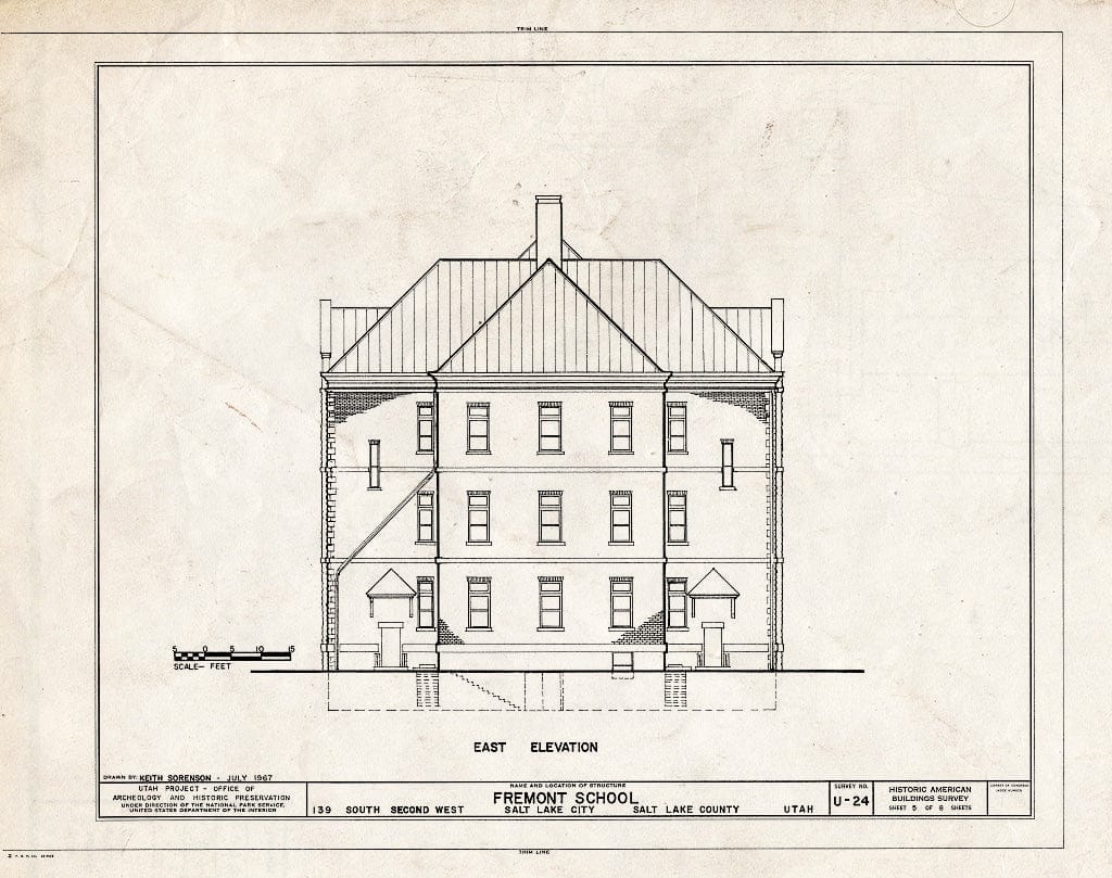 Blueprint HABS Utah,18-SALCI,7- (Sheet 5 of 8) - Fremont School, 139 South Second West Street, Salt Lake City, Salt Lake County, UT