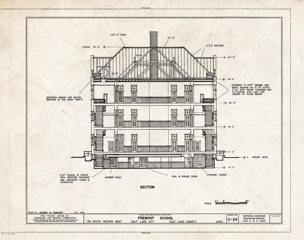 Blueprint HABS Utah,18-SALCI,7- (Sheet 6 of 8) - Fremont School, 139 South Second West Street, Salt Lake City, Salt Lake County, UT