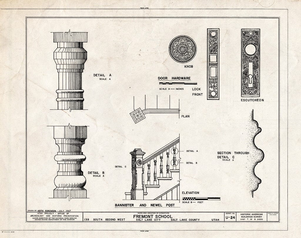 Blueprint HABS Utah,18-SALCI,7- (Sheet 7 of 8) - Fremont School, 139 South Second West Street, Salt Lake City, Salt Lake County, UT
