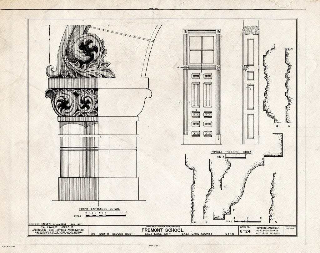 Blueprint HABS Utah,18-SALCI,7- (Sheet 8 of 8) - Fremont School, 139 South Second West Street, Salt Lake City, Salt Lake County, UT
