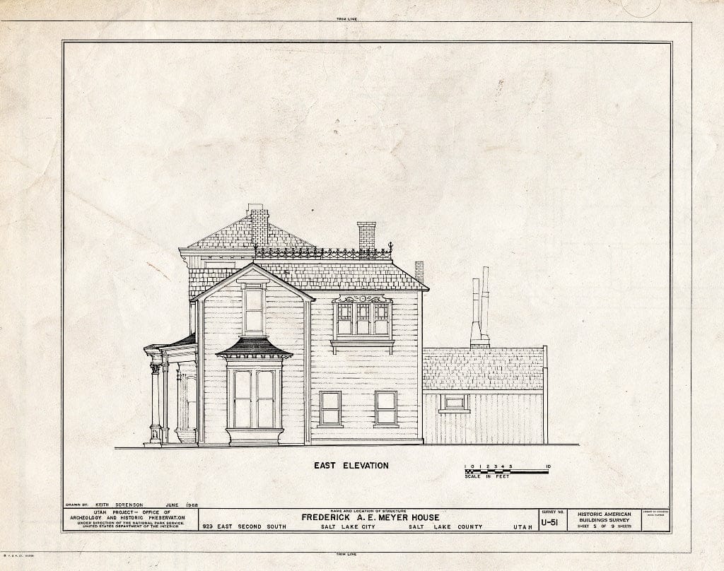 Blueprint HABS Utah,18-SALCI,15- (Sheet 5 of 9) - Frederick A. E. Meyer House, 929 East Second South Street, Salt Lake City, Salt Lake County, UT
