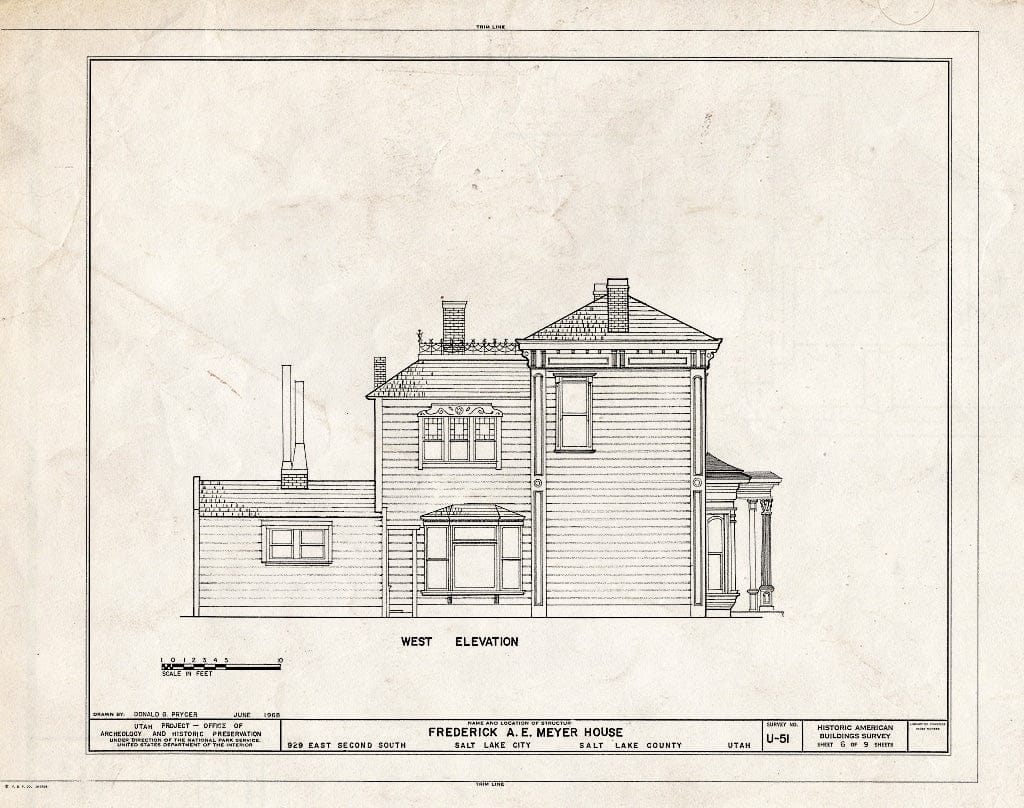 Blueprint HABS Utah,18-SALCI,15- (Sheet 6 of 9) - Frederick A. E. Meyer House, 929 East Second South Street, Salt Lake City, Salt Lake County, UT