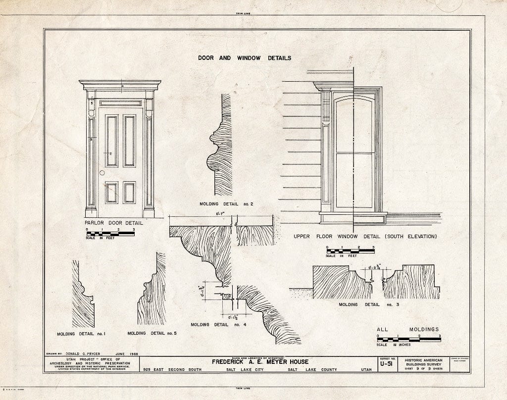 Blueprint HABS Utah,18-SALCI,15- (Sheet 9 of 9) - Frederick A. E. Meyer House, 929 East Second South Street, Salt Lake City, Salt Lake County, UT