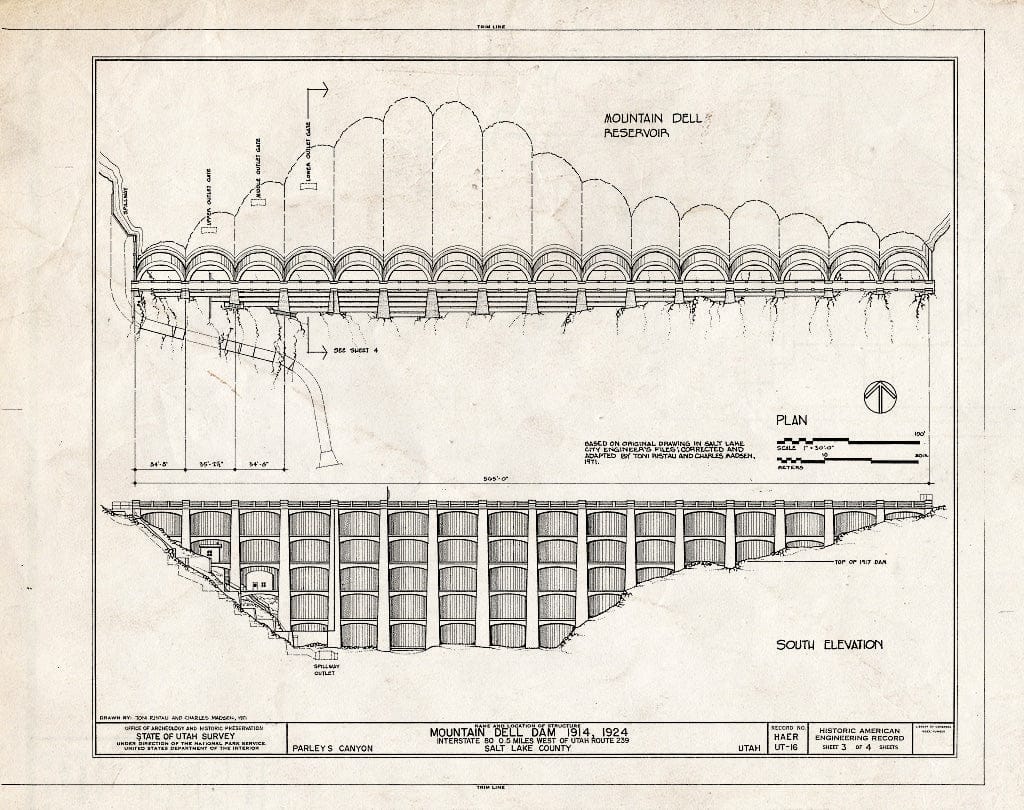 Blueprint HAER Utah,18-SALCI,22- (Sheet 3 of 4) - Mountain Dell Dam, Parley's Canyon, Northwest Side of I-80, West of State Route 39, Salt Lake City, Salt Lake County, UT