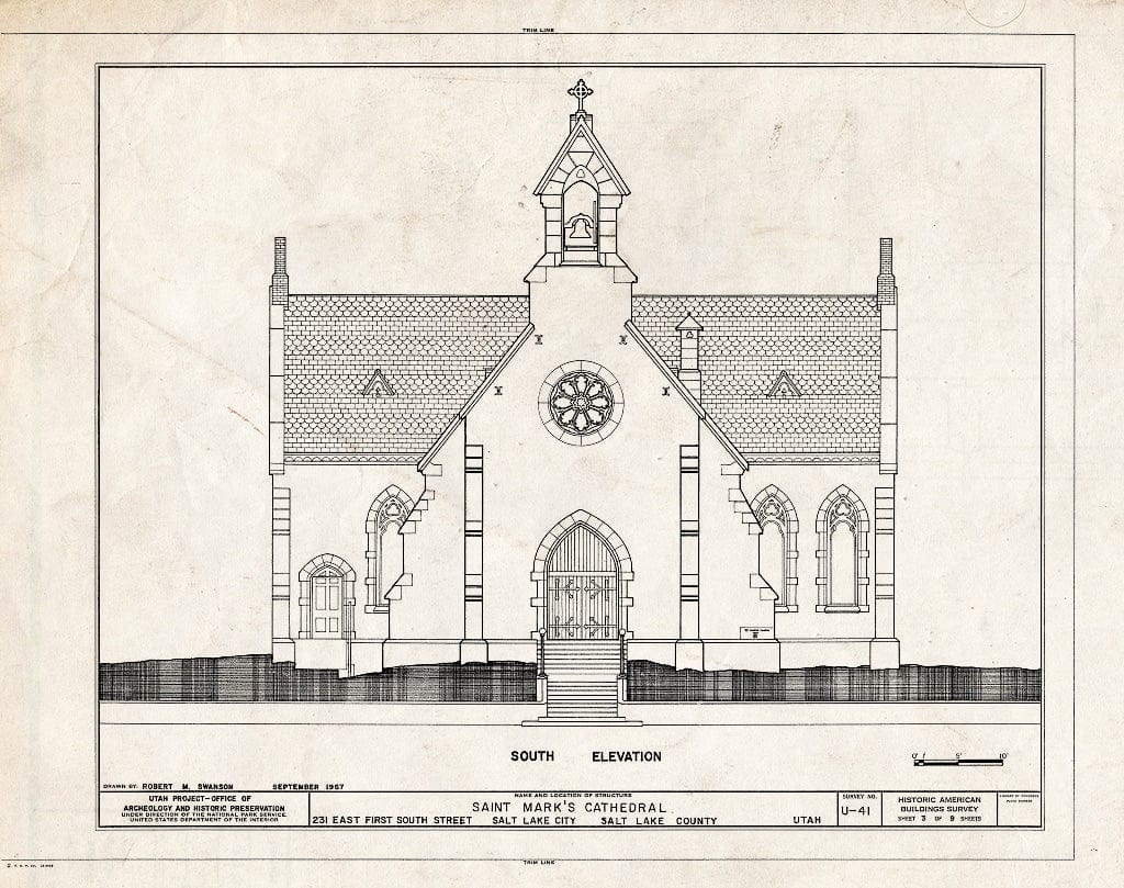Blueprint HABS Utah,18-SALCI,10- (Sheet 3 of 9) - St. Mark's Episcopal Cathedral, 231 East First South Street, Salt Lake City, Salt Lake County, UT