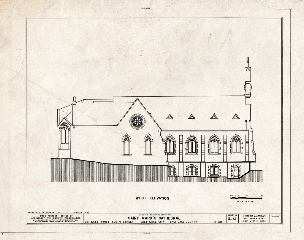 Blueprint HABS Utah,18-SALCI,10- (Sheet 4 of 9) - St. Mark's Episcopal Cathedral, 231 East First South Street, Salt Lake City, Salt Lake County, UT
