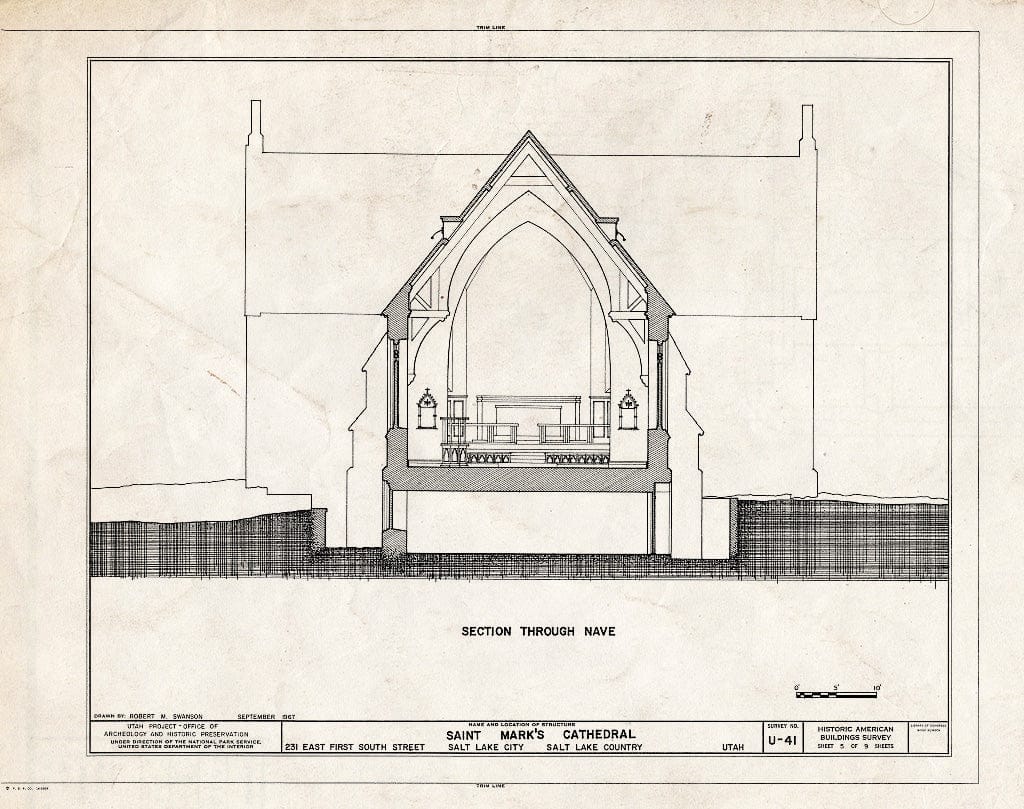 Blueprint HABS Utah,18-SALCI,10- (Sheet 5 of 9) - St. Mark's Episcopal Cathedral, 231 East First South Street, Salt Lake City, Salt Lake County, UT
