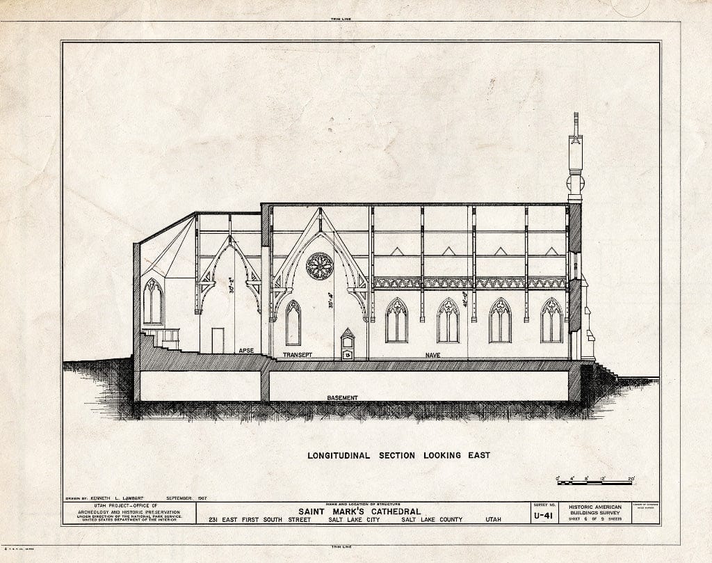 Blueprint HABS Utah,18-SALCI,10- (Sheet 6 of 9) - St. Mark's Episcopal Cathedral, 231 East First South Street, Salt Lake City, Salt Lake County, UT
