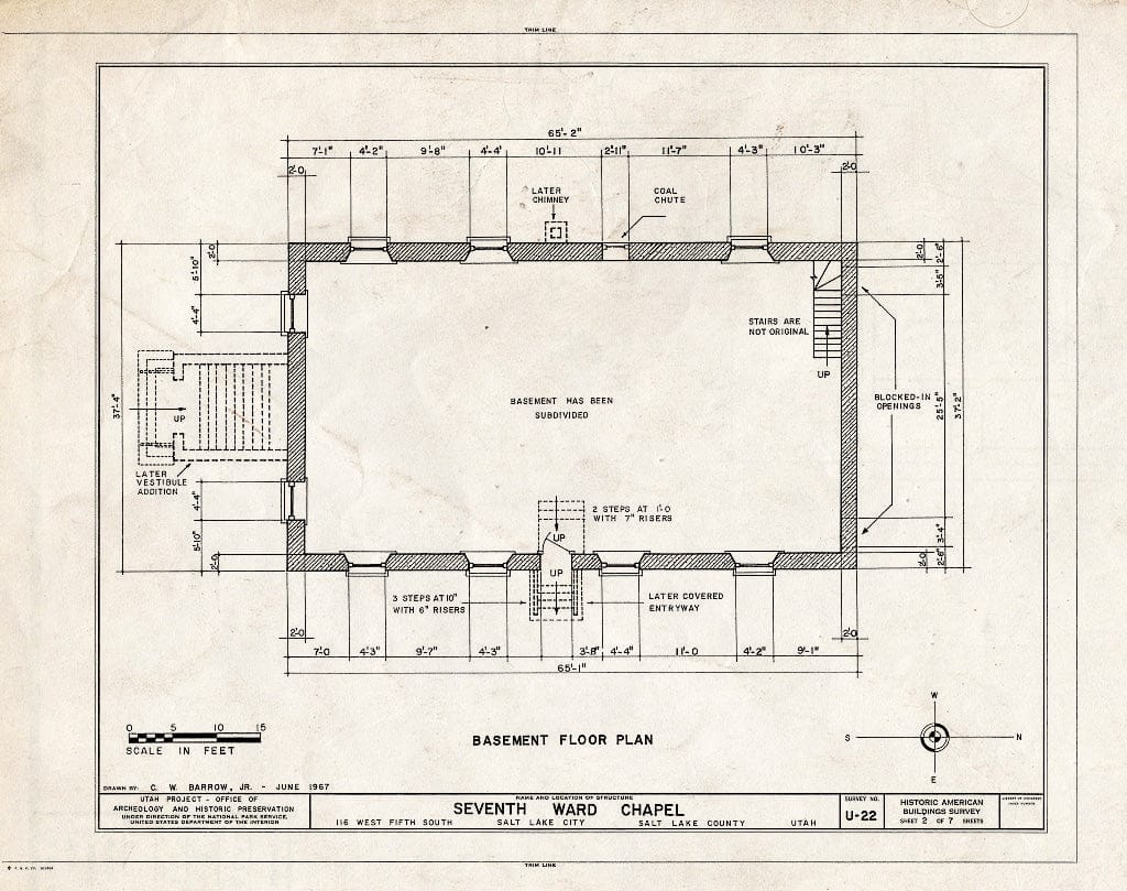 Blueprint HABS Utah,18-SALCI,5- (Sheet 2 of 7) - Seventh Ward Chapel, 116 West Fifth South Street, Salt Lake City, Salt Lake County, UT