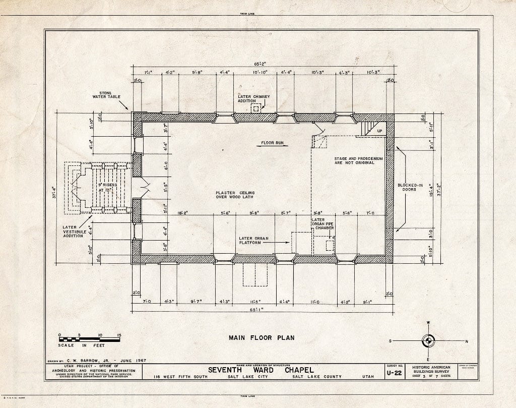 Blueprint HABS Utah,18-SALCI,5- (Sheet 3 of 7) - Seventh Ward Chapel, 116 West Fifth South Street, Salt Lake City, Salt Lake County, UT
