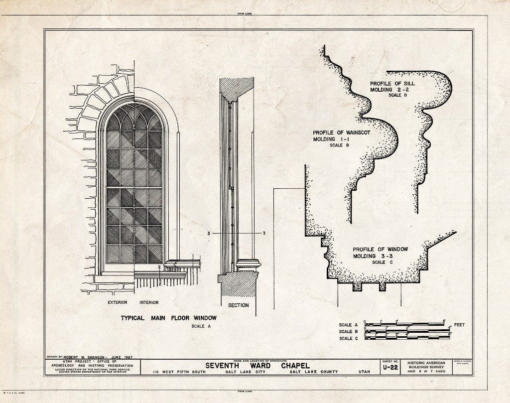Blueprint HABS Utah,18-SALCI,5- (Sheet 6 of 7) - Seventh Ward Chapel, 116 West Fifth South Street, Salt Lake City, Salt Lake County, UT