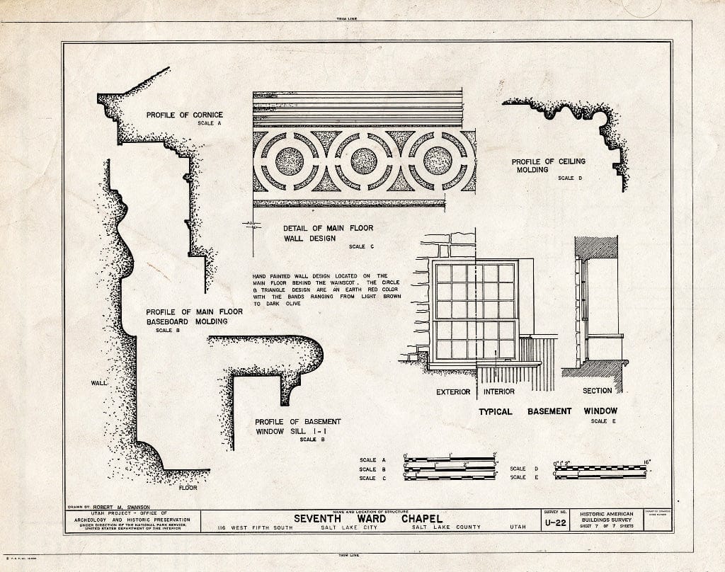 Blueprint HABS Utah,18-SALCI,5- (Sheet 7 of 7) - Seventh Ward Chapel, 116 West Fifth South Street, Salt Lake City, Salt Lake County, UT