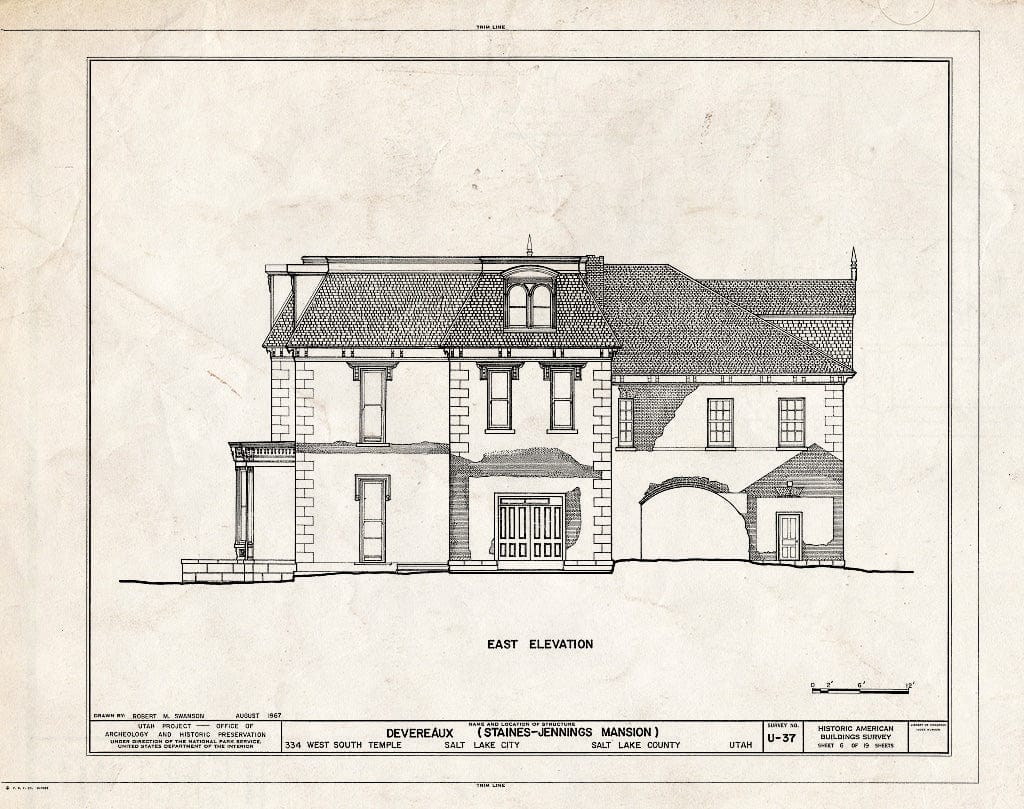 Blueprint HABS Utah,18-SALCI,8- (Sheet 6 of 19) - Staines-Jennings Mansion, 334 West South Temple Street, Salt Lake City, Salt Lake County, UT