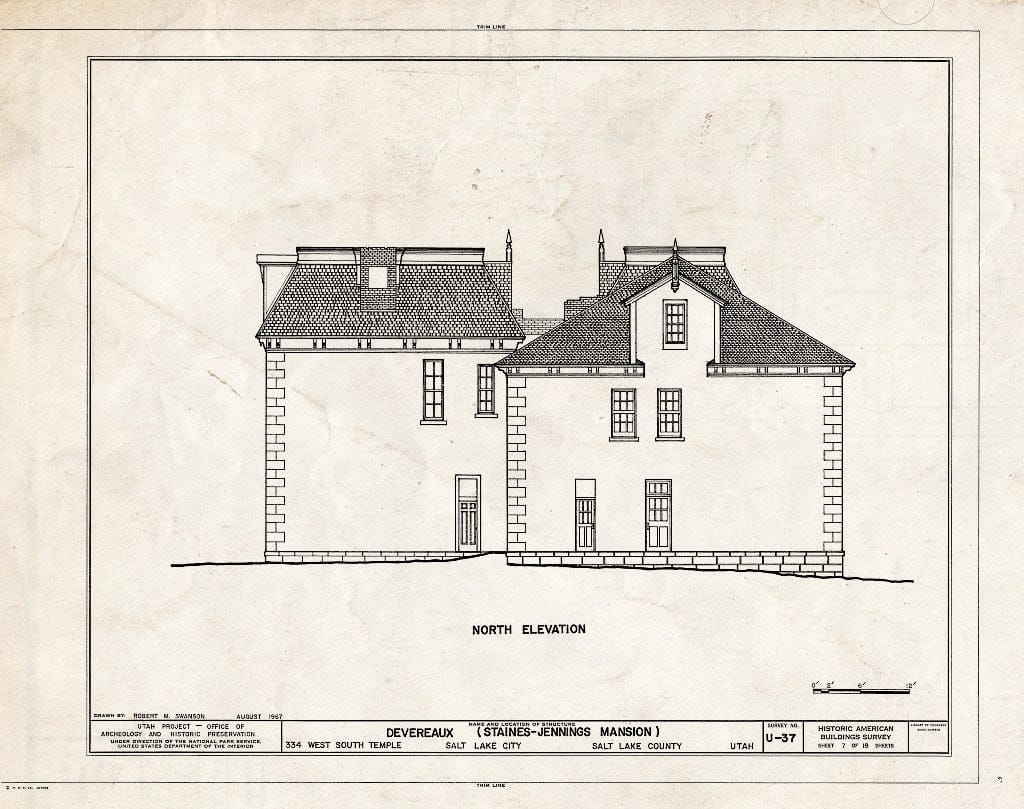Blueprint HABS Utah,18-SALCI,8- (Sheet 7 of 19) - Staines-Jennings Mansion, 334 West South Temple Street, Salt Lake City, Salt Lake County, UT