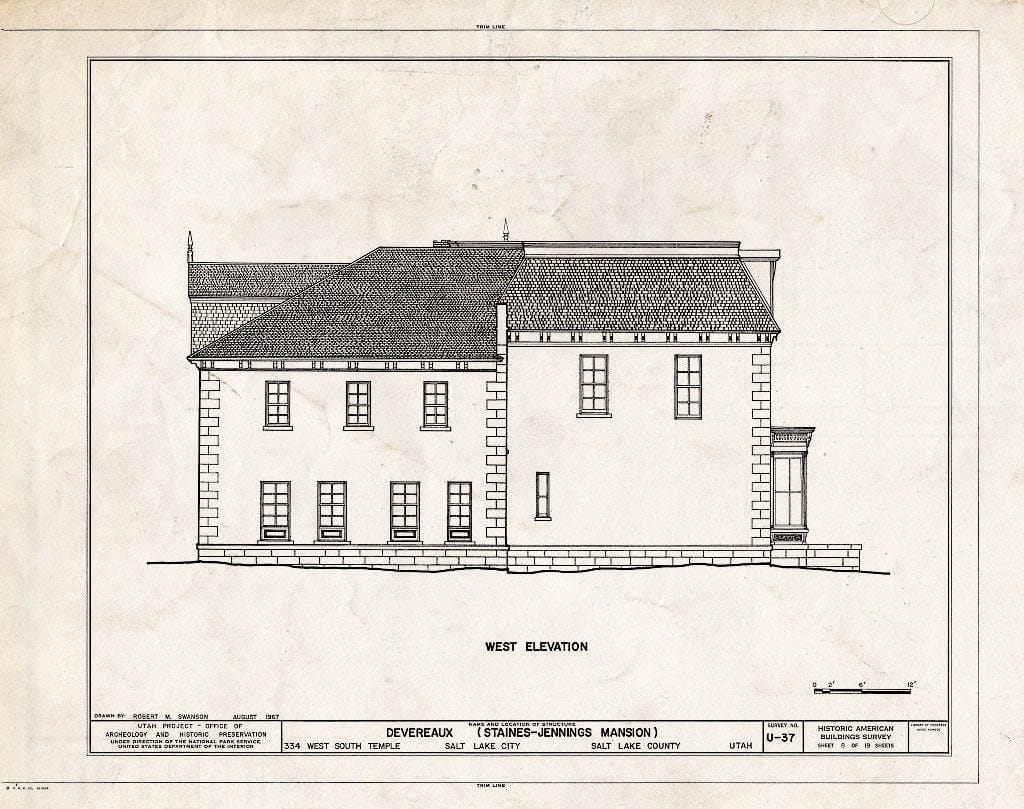 Blueprint HABS Utah,18-SALCI,8- (Sheet 8 of 19) - Staines-Jennings Mansion, 334 West South Temple Street, Salt Lake City, Salt Lake County, UT