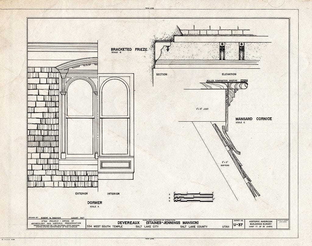 Blueprint HABS Utah,18-SALCI,8- (Sheet 11 of 19) - Staines-Jennings Mansion, 334 West South Temple Street, Salt Lake City, Salt Lake County, UT