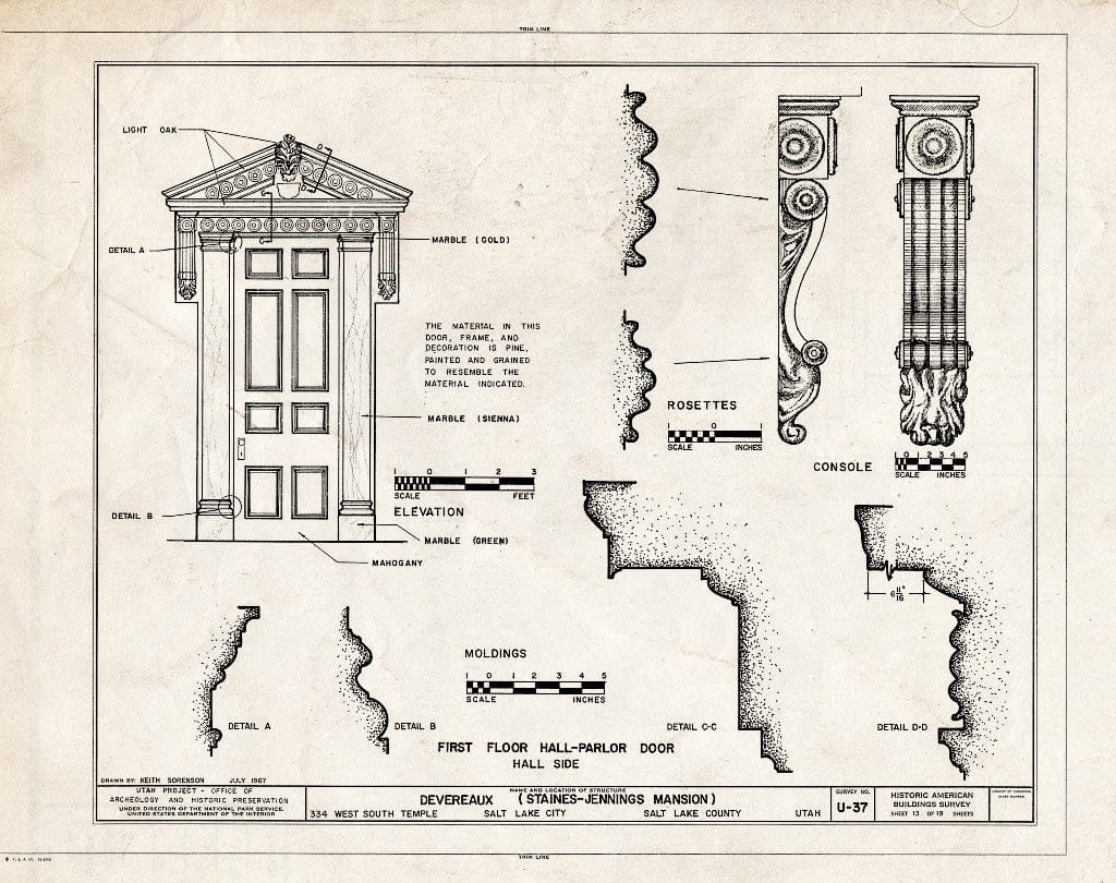 Blueprint HABS Utah,18-SALCI,8- (Sheet 13 of 19) - Staines-Jennings Mansion, 334 West South Temple Street, Salt Lake City, Salt Lake County, UT