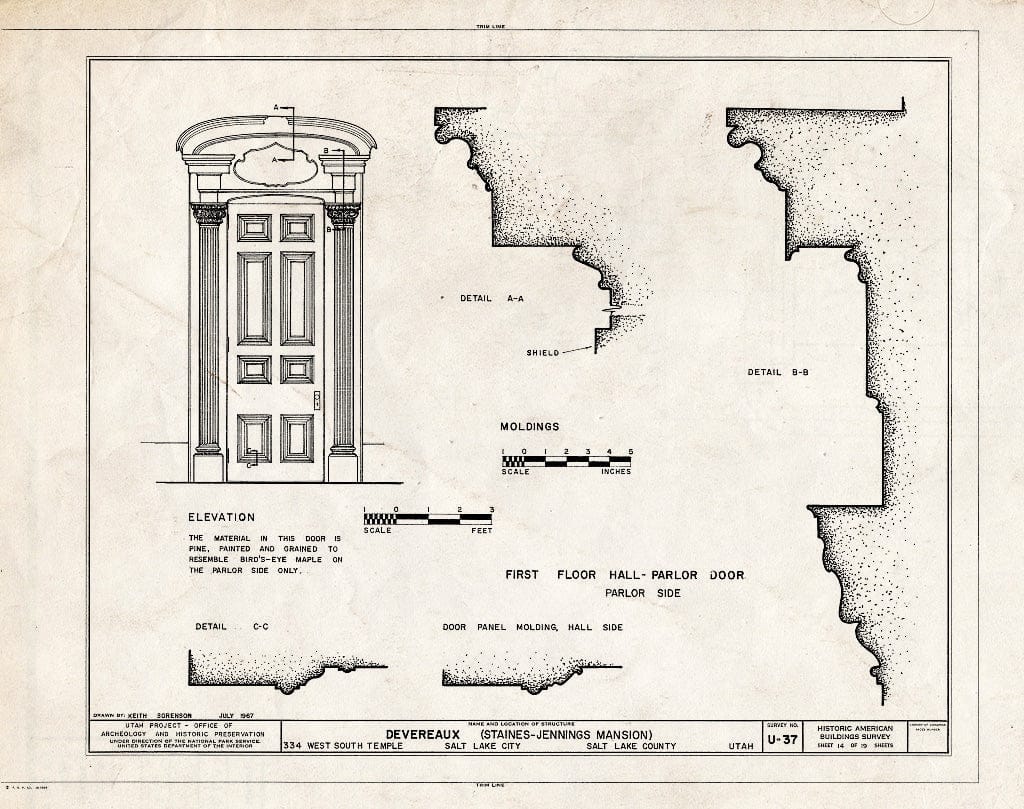 Blueprint HABS Utah,18-SALCI,8- (Sheet 14 of 19) - Staines-Jennings Mansion, 334 West South Temple Street, Salt Lake City, Salt Lake County, UT