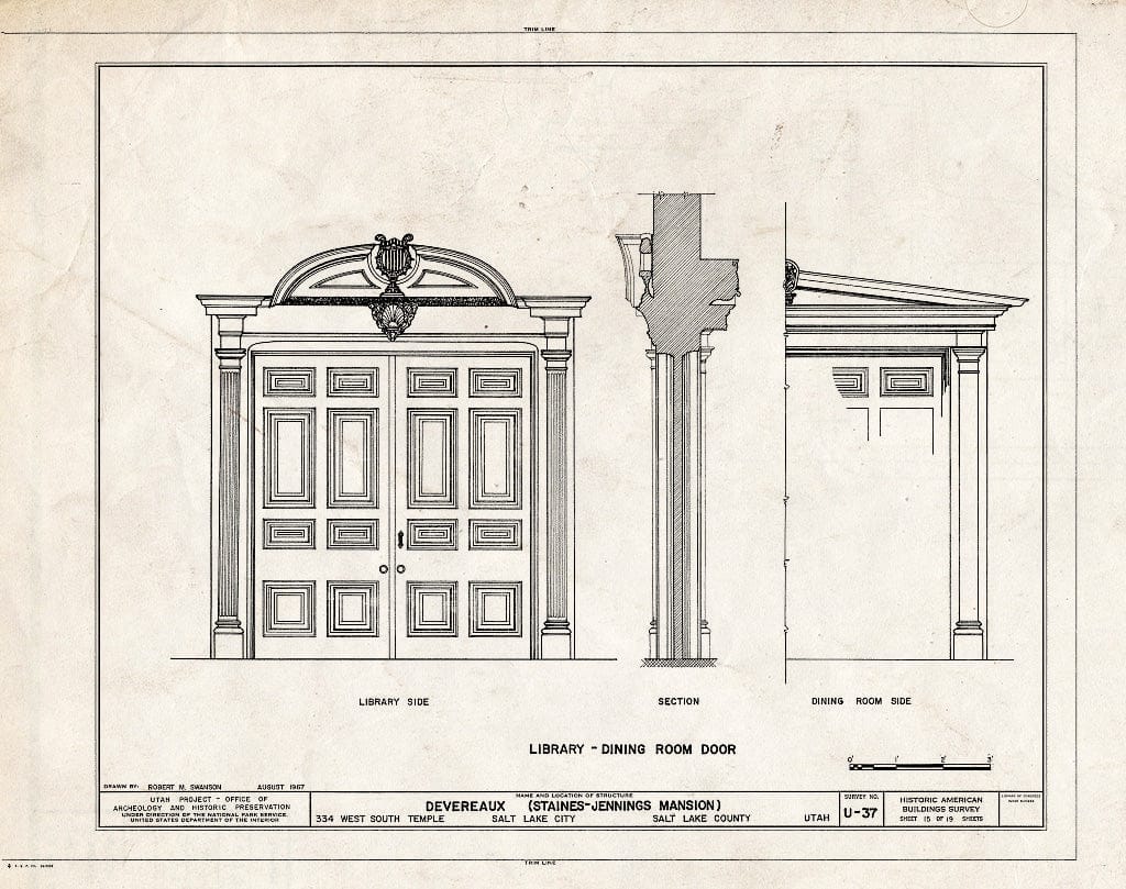 Blueprint HABS Utah,18-SALCI,8- (Sheet 15 of 19) - Staines-Jennings Mansion, 334 West South Temple Street, Salt Lake City, Salt Lake County, UT