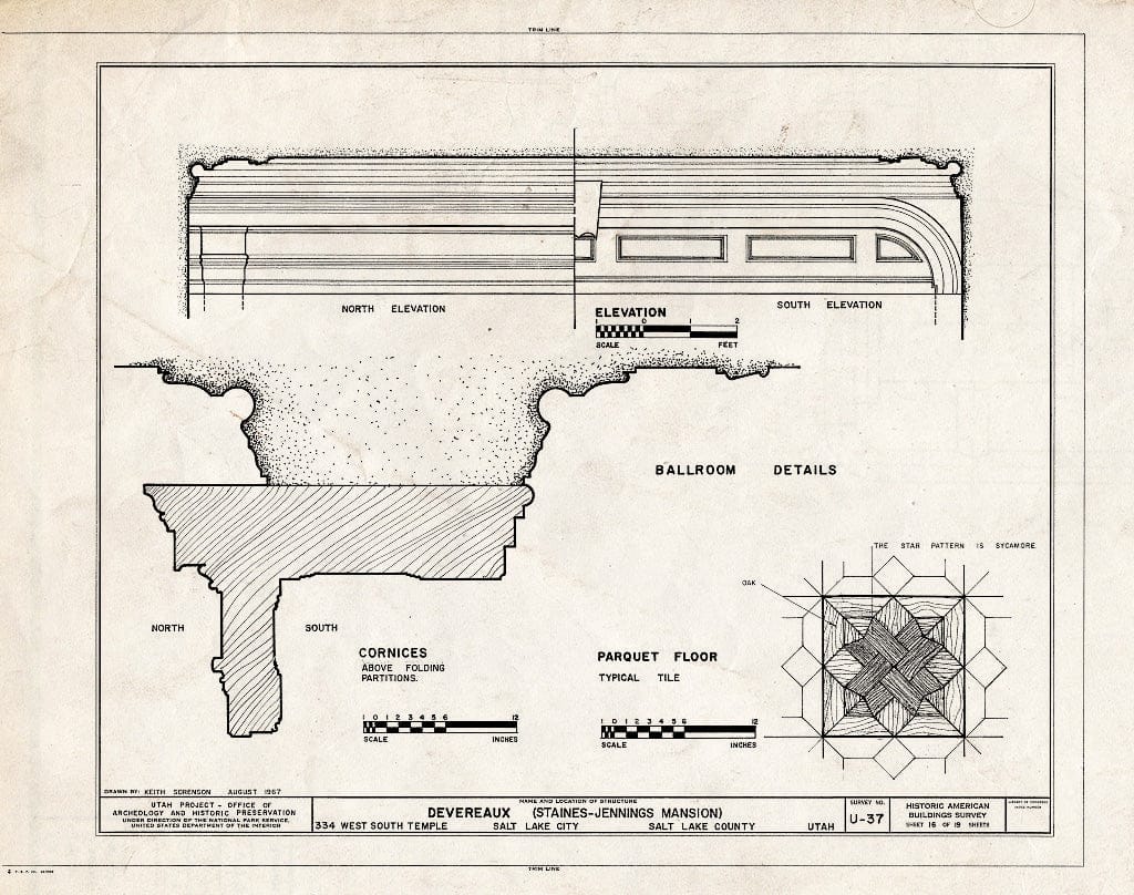 Blueprint HABS Utah,18-SALCI,8- (Sheet 16 of 19) - Staines-Jennings Mansion, 334 West South Temple Street, Salt Lake City, Salt Lake County, UT