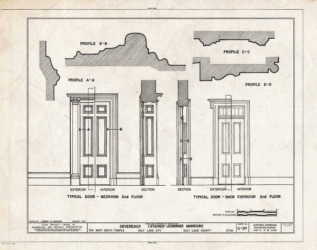 Blueprint HABS Utah,18-SALCI,8- (Sheet 17 of 19) - Staines-Jennings Mansion, 334 West South Temple Street, Salt Lake City, Salt Lake County, UT