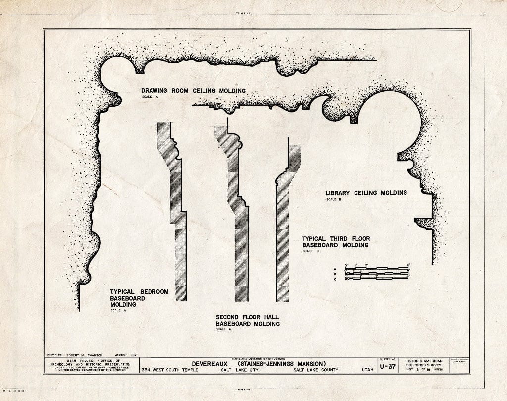 Blueprint HABS Utah,18-SALCI,8- (Sheet 18 of 19) - Staines-Jennings Mansion, 334 West South Temple Street, Salt Lake City, Salt Lake County, UT