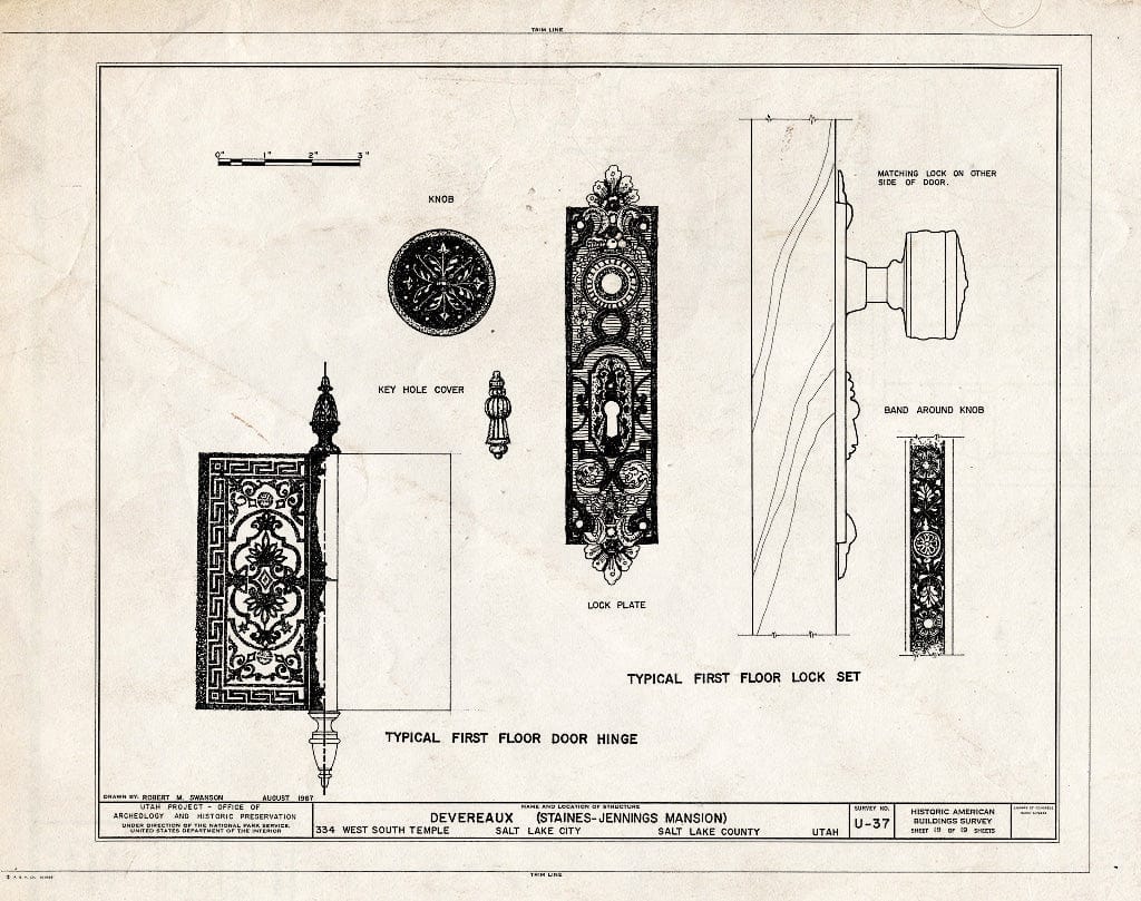 Blueprint HABS Utah,18-SALCI,8- (Sheet 19 of 19) - Staines-Jennings Mansion, 334 West South Temple Street, Salt Lake City, Salt Lake County, UT