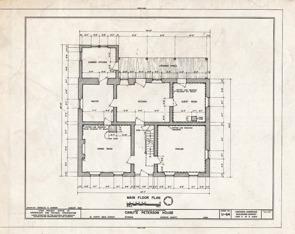 Blueprint HABS Utah,20-EPHRA,1- (Sheet 2 of 8) - Canute Peterson House, 10 North Main Street, Ephraim, Sanpete County, UT