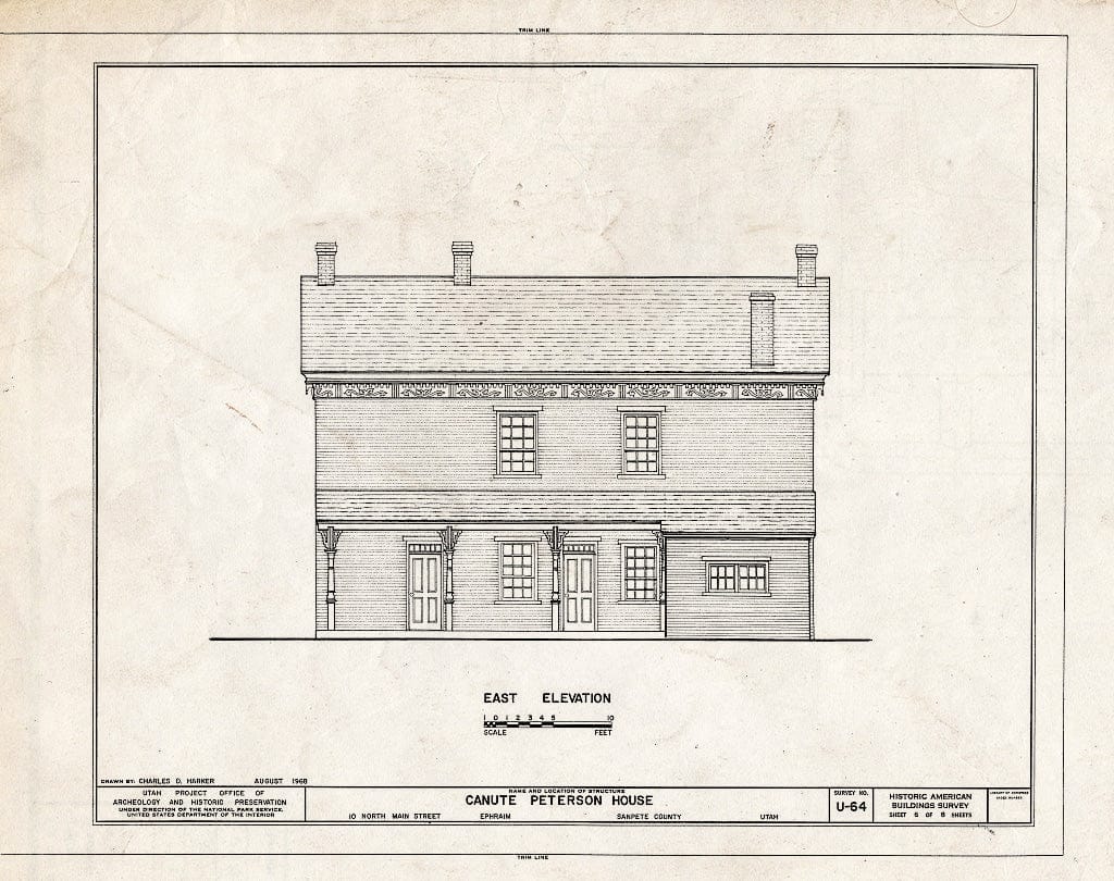 Blueprint HABS Utah,20-EPHRA,1- (Sheet 6 of 8) - Canute Peterson House, 10 North Main Street, Ephraim, Sanpete County, UT