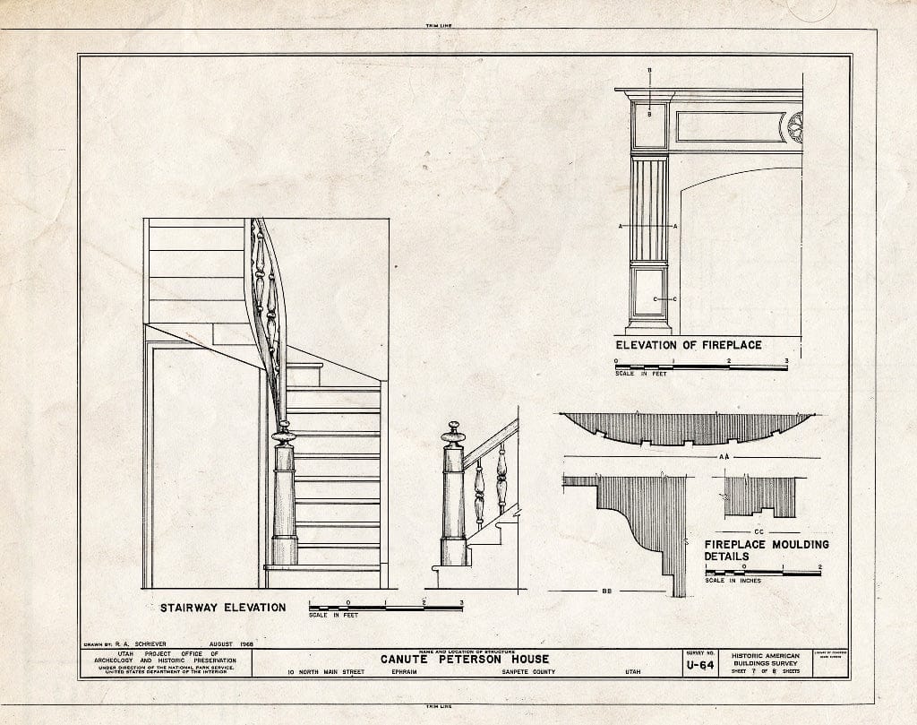 Blueprint HABS Utah,20-EPHRA,1- (Sheet 7 of 8) - Canute Peterson House, 10 North Main Street, Ephraim, Sanpete County, UT
