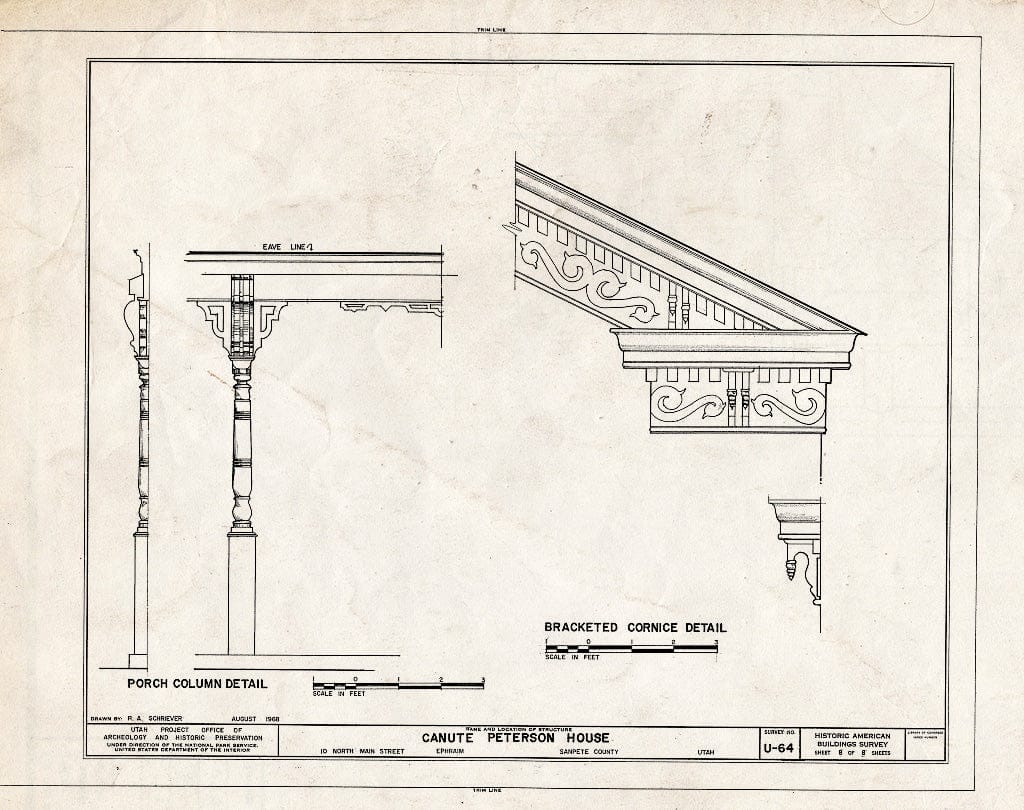 Blueprint HABS Utah,20-EPHRA,1- (Sheet 8 of 8) - Canute Peterson House, 10 North Main Street, Ephraim, Sanpete County, UT