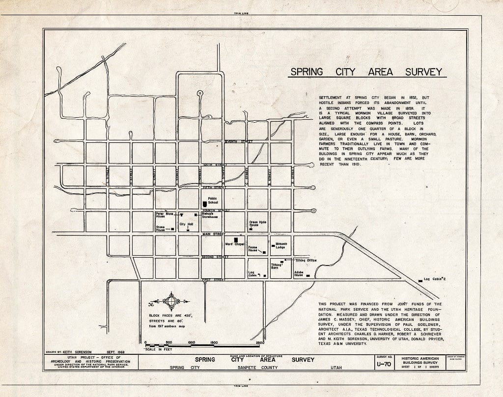 Blueprint HABS Utah,20-SPRICI,1- (Sheet 1 of 1) - Spring City Area Study, Spring City, Sanpete County, UT