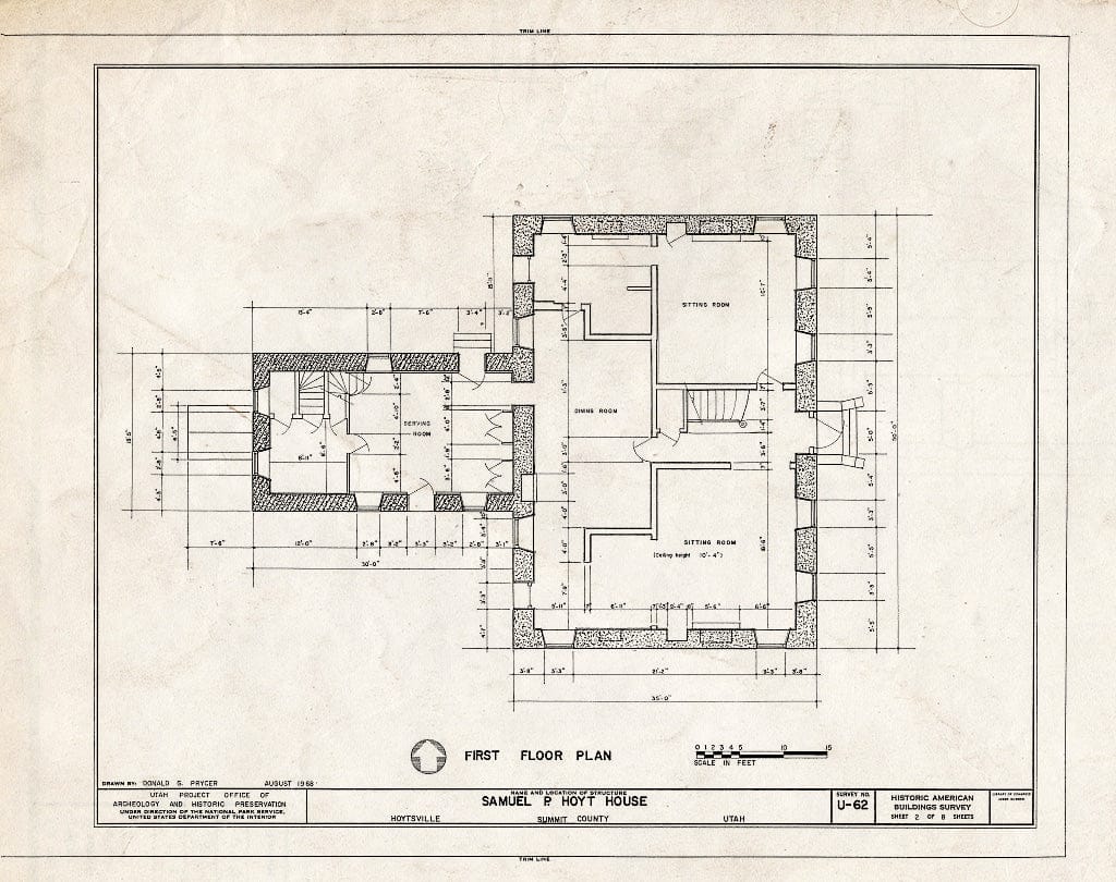 Blueprint HABS Utah,22-Hoyt,1- (Sheet 2 of 8) - Samuel Pierce Hoyt House, U.S. Route 189 Vicinity, Hoytsville, Summit County, UT