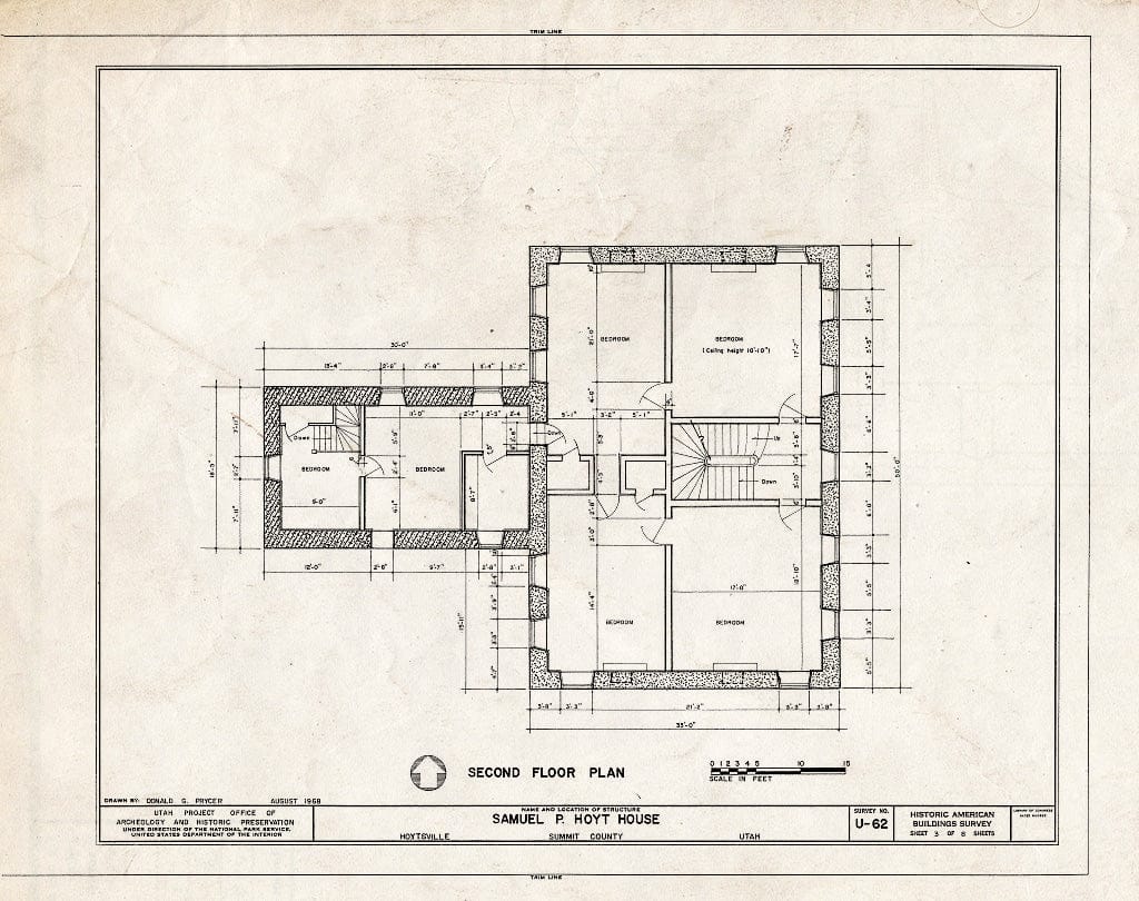 Blueprint HABS Utah,22-Hoyt,1- (Sheet 3 of 8) - Samuel Pierce Hoyt House, U.S. Route 189 Vicinity, Hoytsville, Summit County, UT